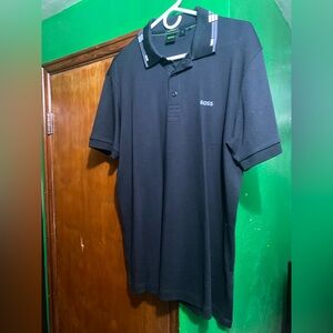 HUGO BOSS Black Polo with Contrast Stripe Collar